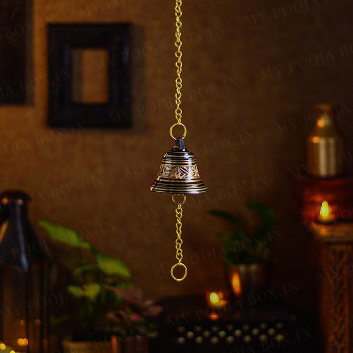 Buy Antique Brass Hanging Peacock Bell Online in India - Mypoojabox.in