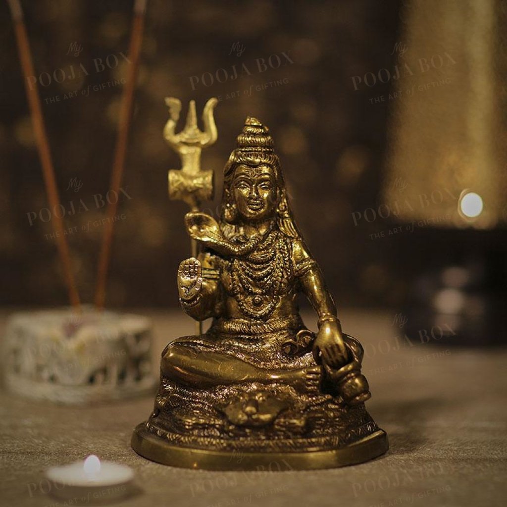 Buy Heavenly Lord Shiv Brass Idol Online in India - Mypoojabox.in