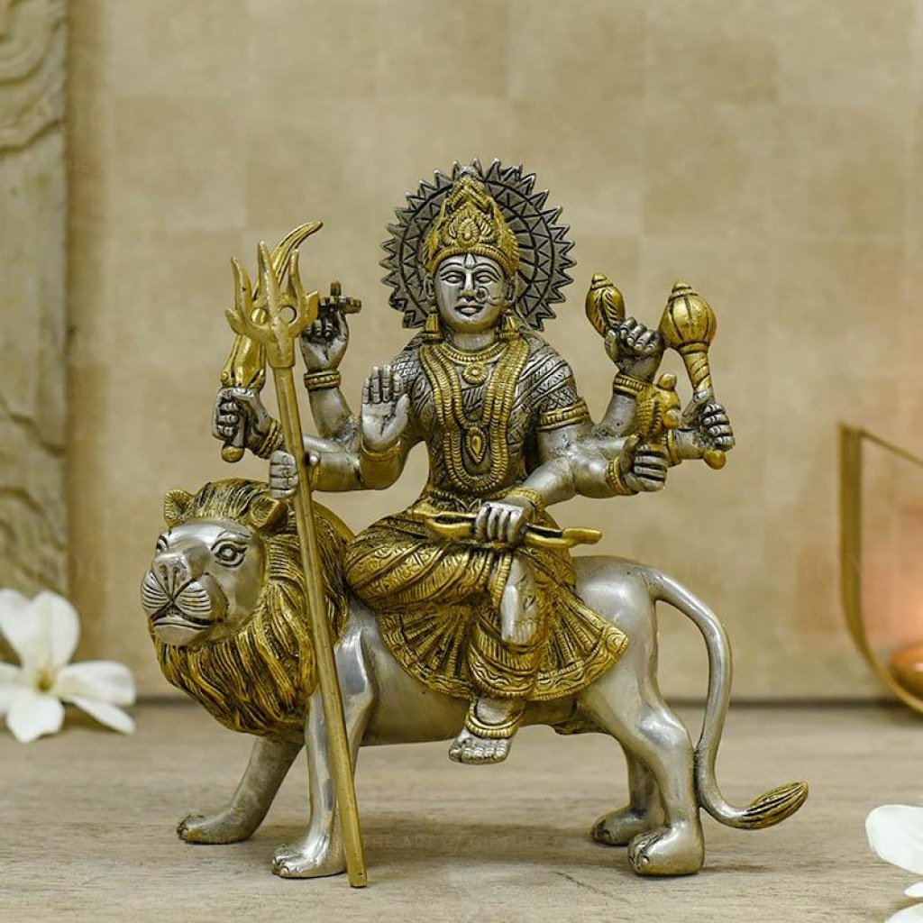 Buy Decorative Colourful Brass Durga Idol Online in India 