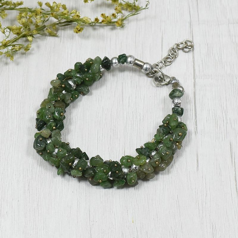 Stone Bracelet  Jade with Sterling Silver Heart Charm  Cedar Lake